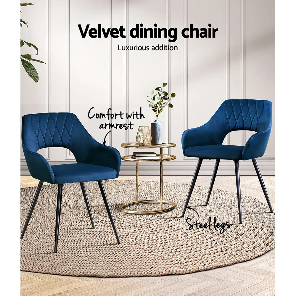 Plush Velvet Dining Chairs Set of 2 with Steel Legs | Artiss