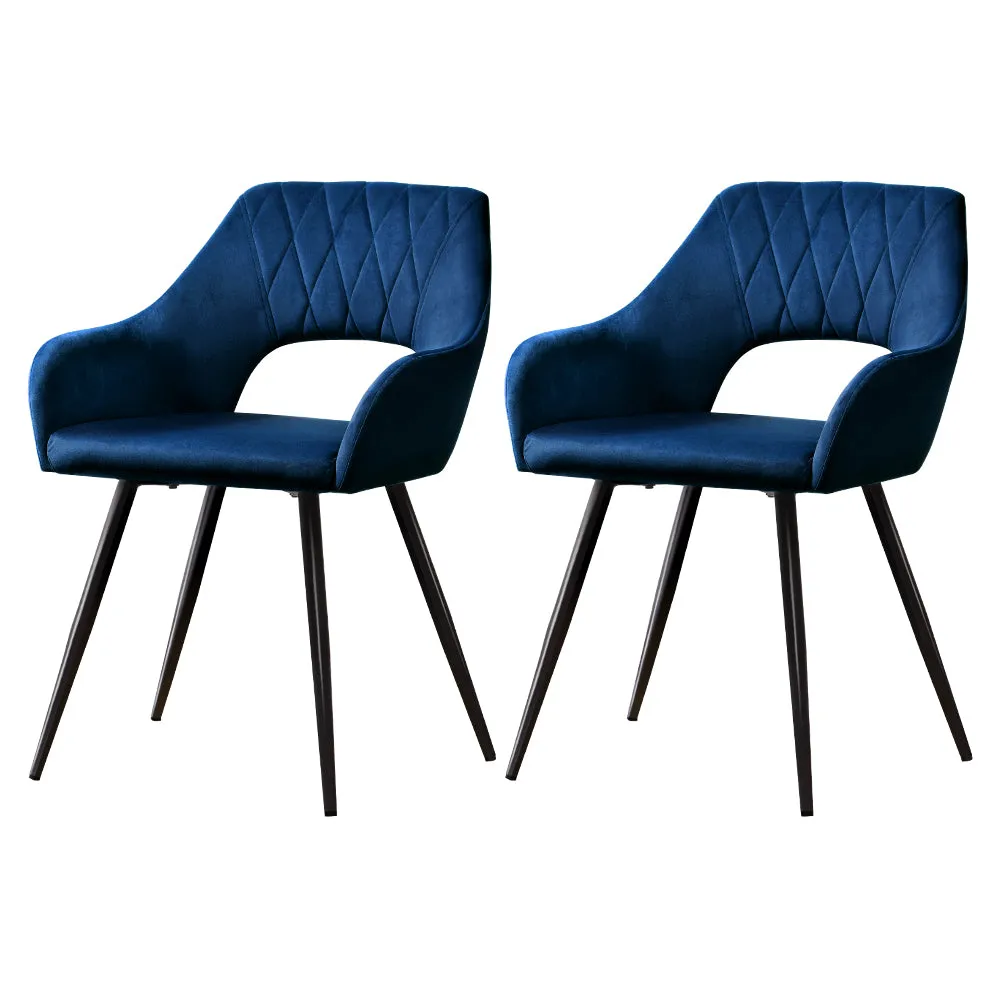 Plush Velvet Dining Chairs Set of 2 with Steel Legs | Artiss