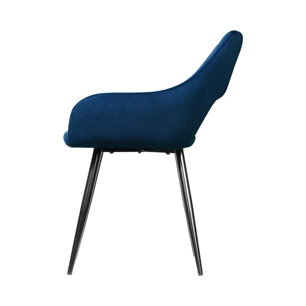 Plush Velvet Dining Chairs Set of 2 with Steel Legs | Artiss