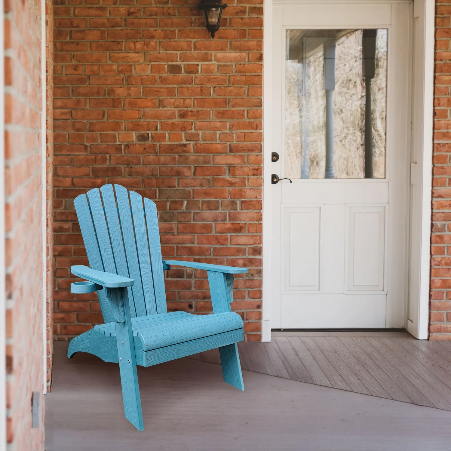 Poly Lumber Oversized Adirondack Chair with Cup Holder, Blue