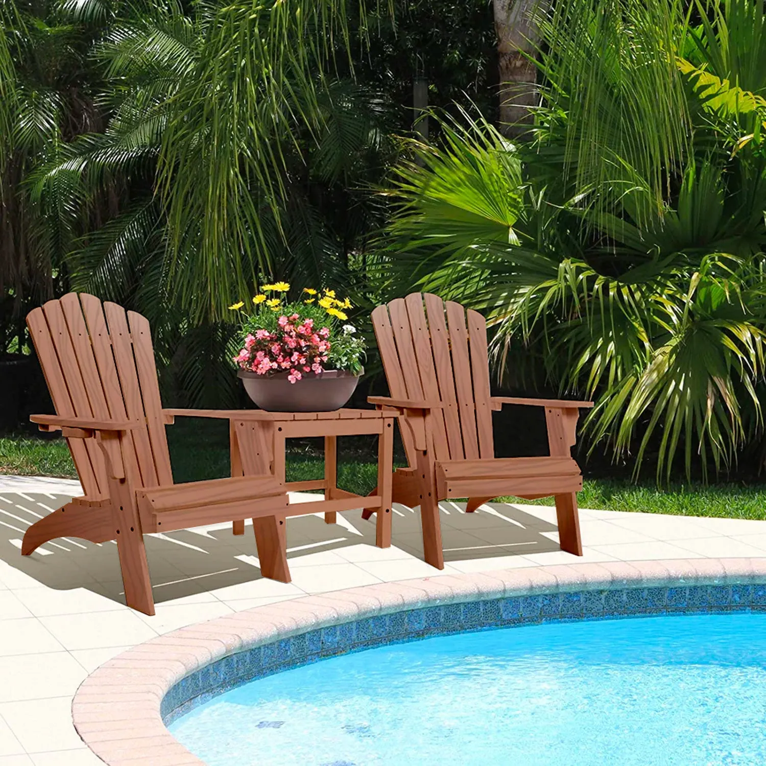 Poly Lumber Oversized Adirondack Chair with Cup Holder, Brown