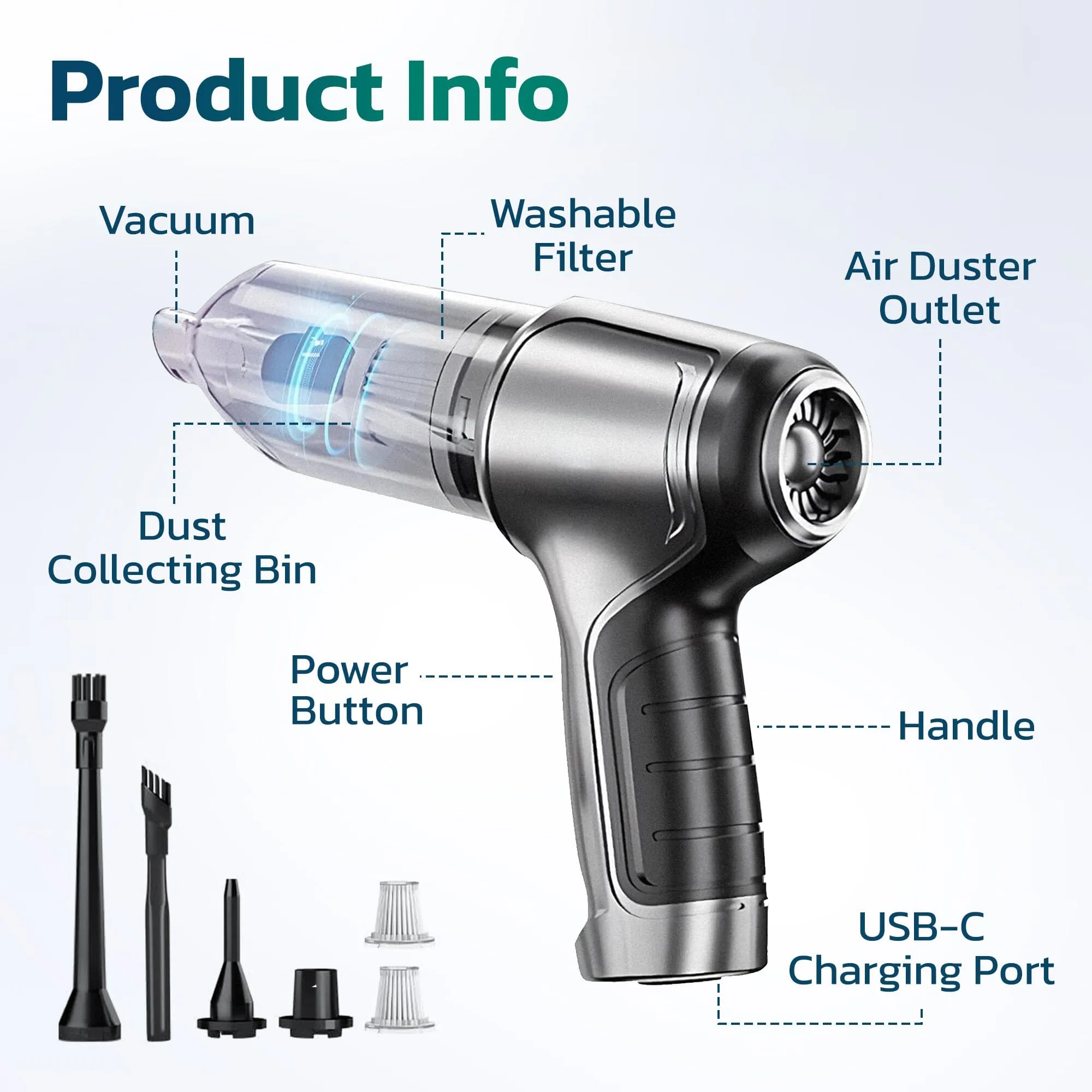 Purely C105 Keyboard Cleaner, Compressed air Duster & Vacuum Cleaner