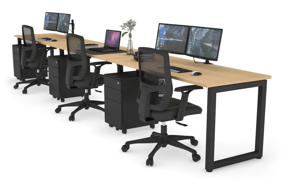 Quadro Loop Legs 3 Person Run Office Workstation [1400L x 700W]
