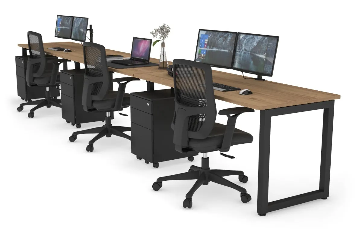 Quadro Loop Legs 3 Person Run Office Workstation [1400L x 700W]