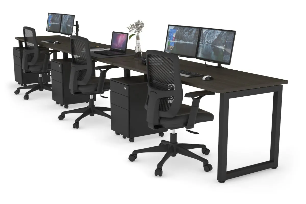 Quadro Loop Legs 3 Person Run Office Workstation [1400L x 700W]