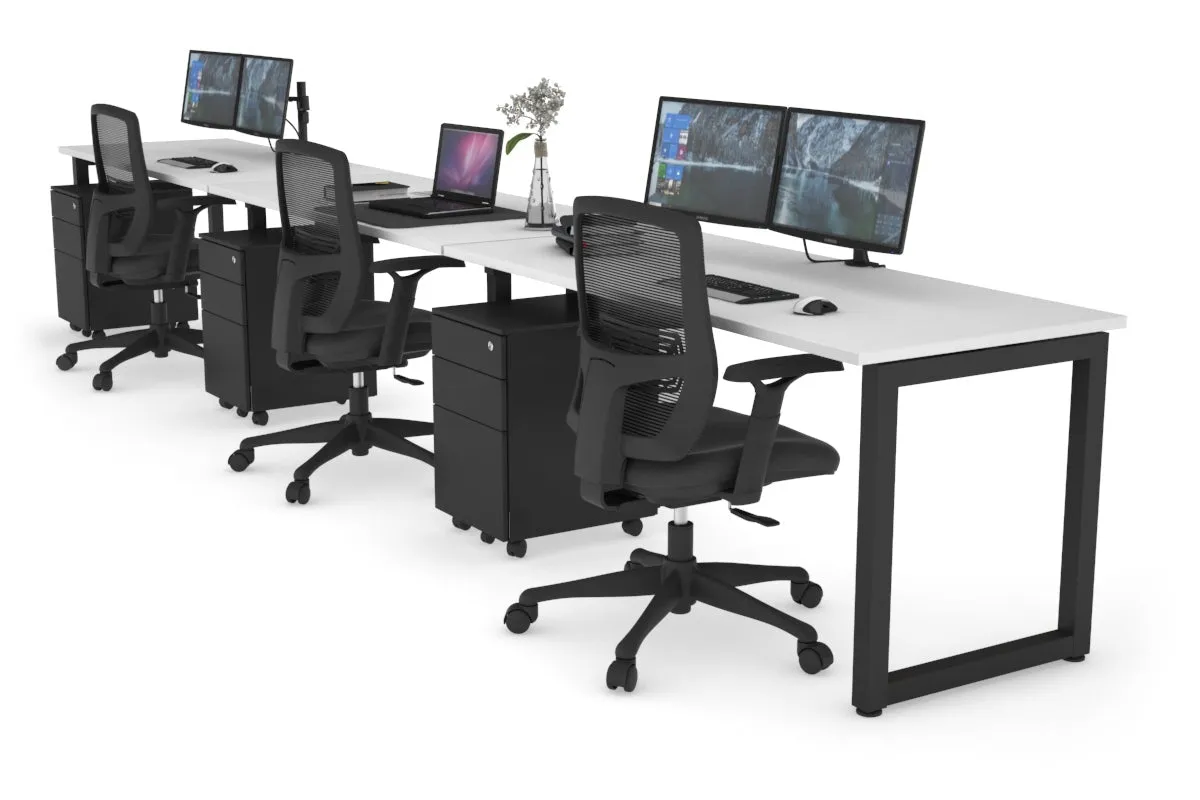 Quadro Loop Legs 3 Person Run Office Workstation [1400L x 700W]