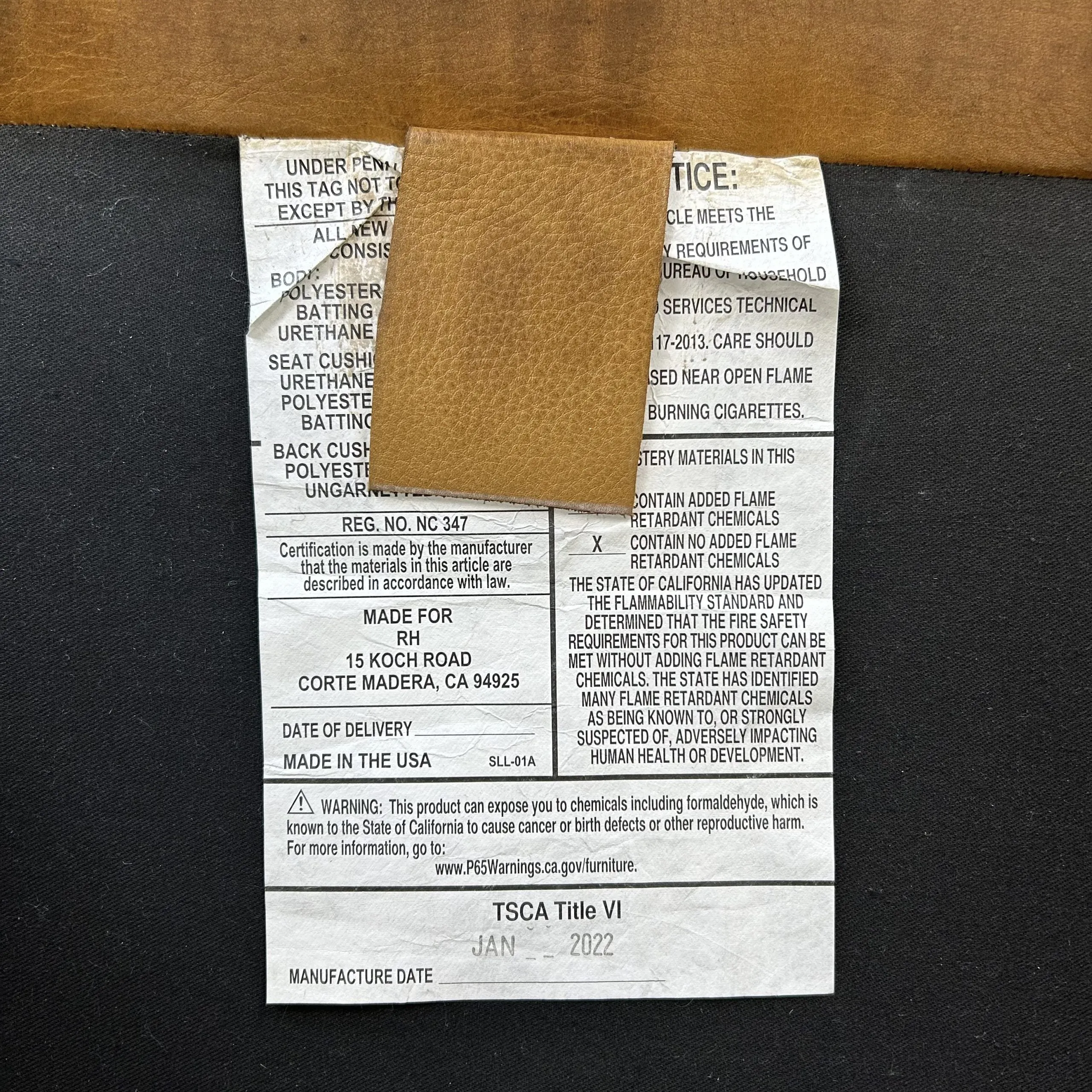 RH Restoration Hardware Leather Swivel Chair, Honey Brown Leather