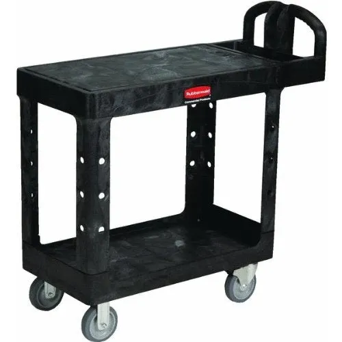 Rubbermaid® Heavy Duty 2-Shelf Utility Cart | Flat Shelf | Swivel Casters | 4505