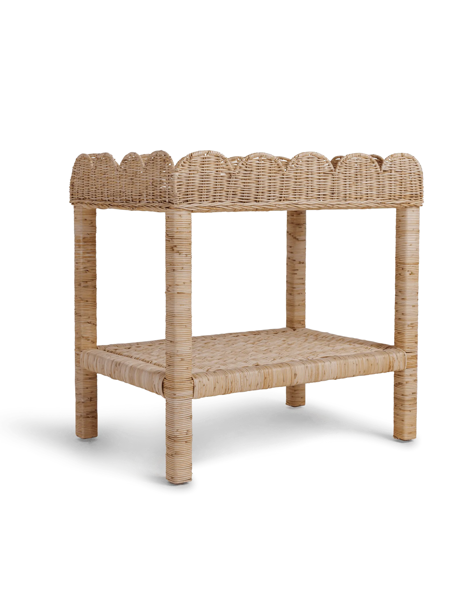Scallop Rattan Side Table