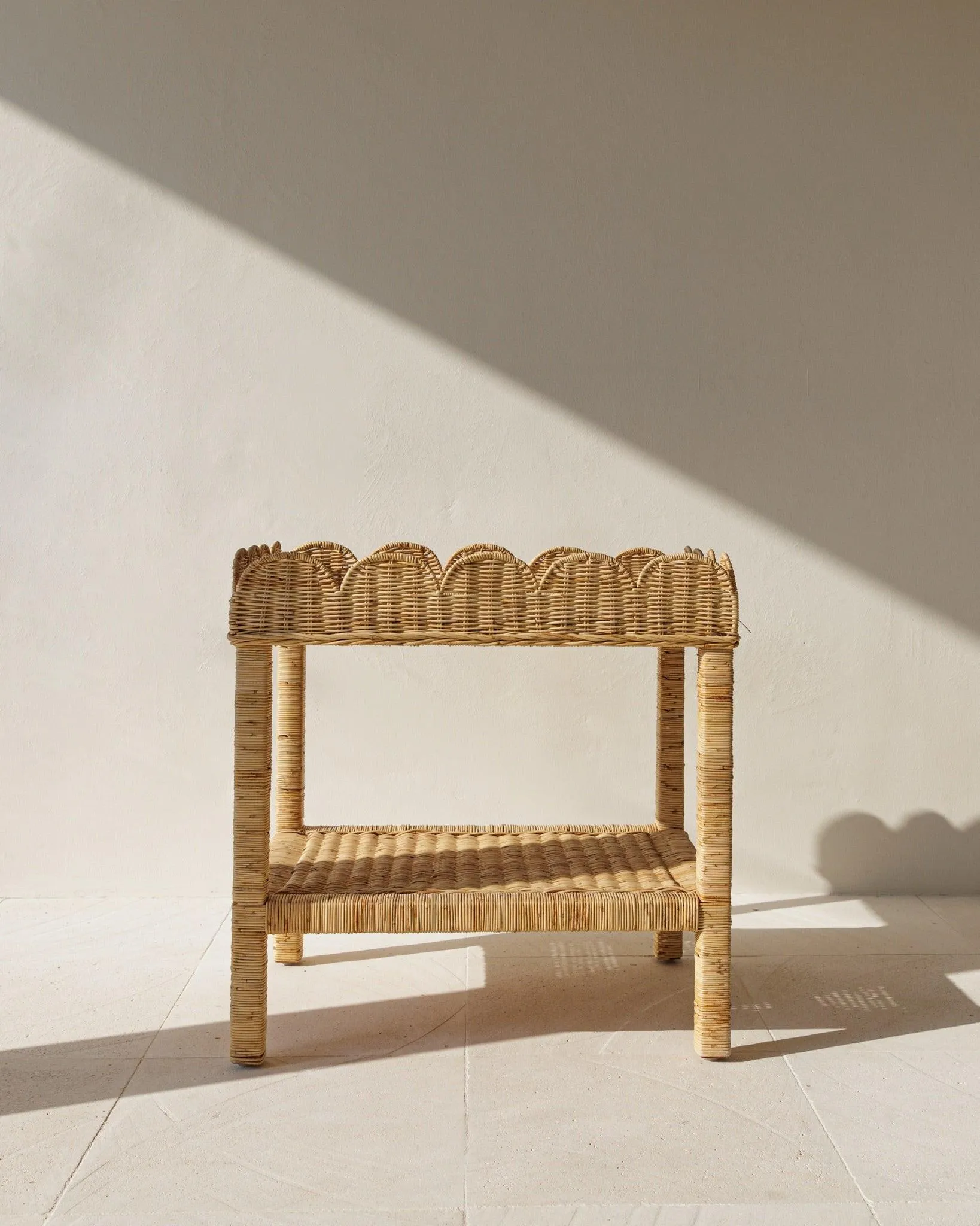 Scallop Rattan Side Table