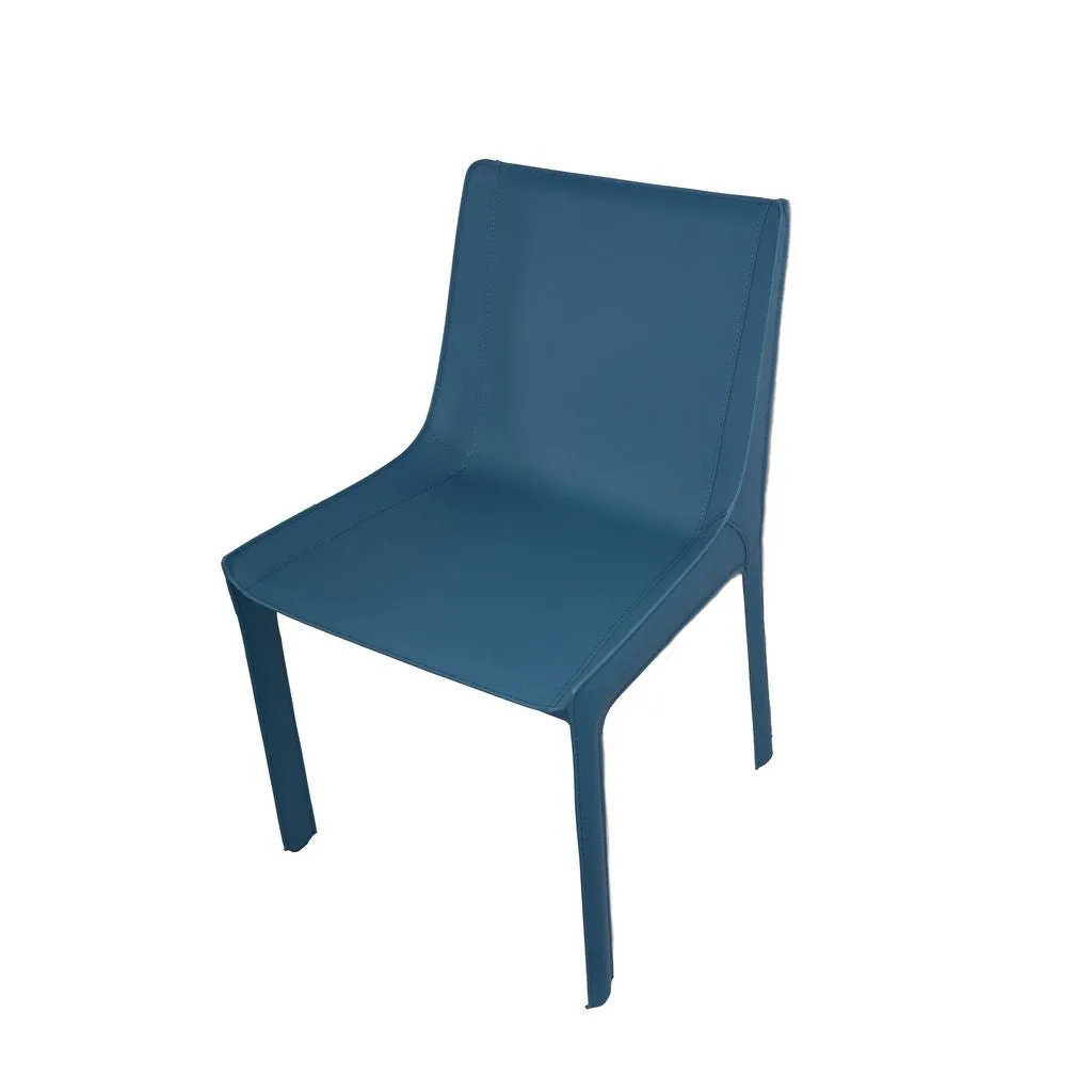 Set of 2-Recycled Leather Eloi Dining Chair- High Back Dining Chair