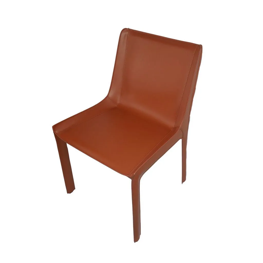 Set of 2-Recycled Leather Eloi Dining Chair- High Back Dining Chair