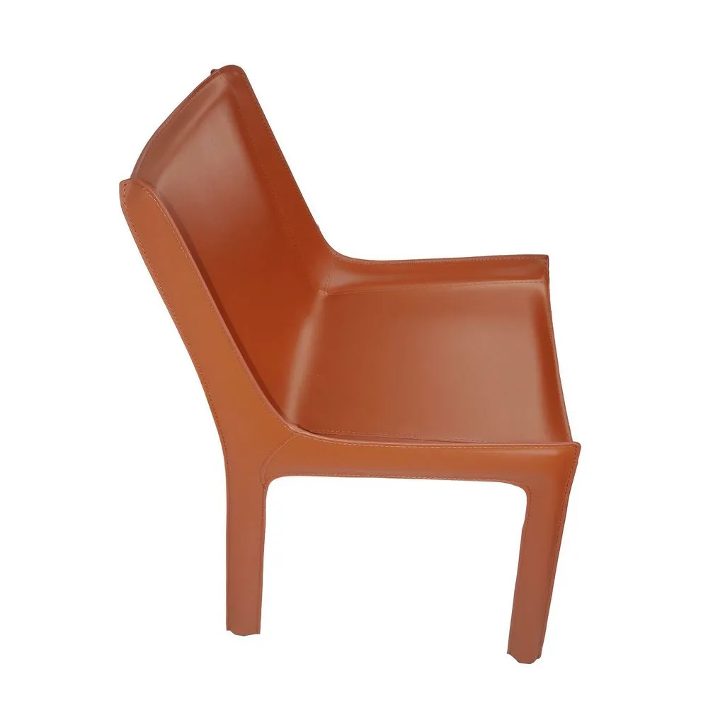 Set of 2-Recycled Leather Eloi Dining Chair- High Back Dining Chair