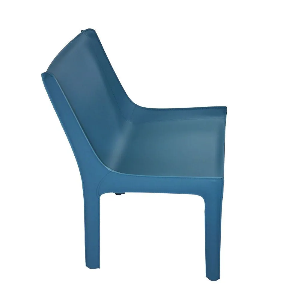 Set of 2-Recycled Leather Eloi Dining Chair- High Back Dining Chair