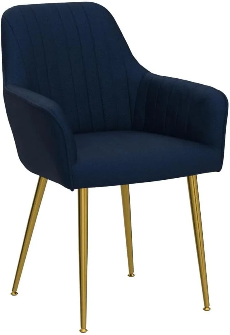 Set of 2 Velvet Dinning Chairs  Gold Plating Legs for Living Room Chairs(Blue)