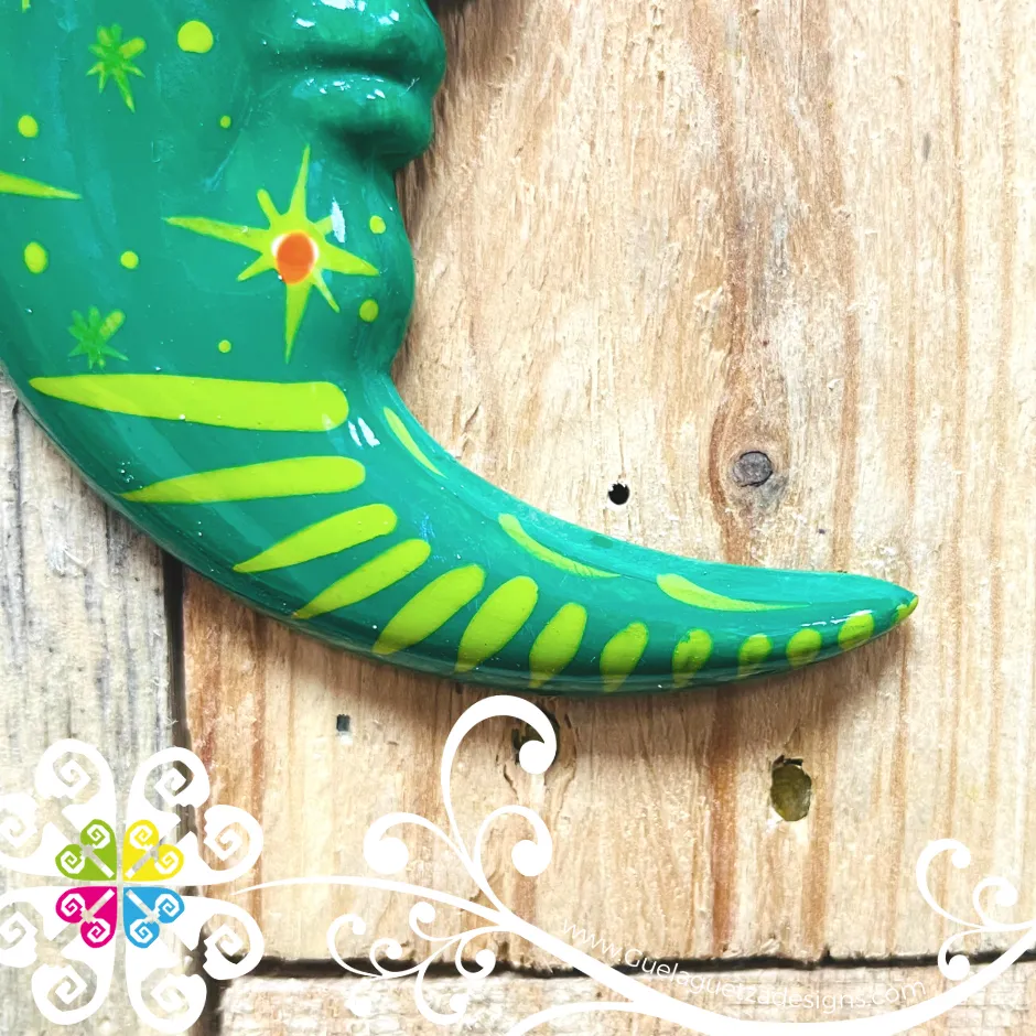 Small Green Sun & Moon Set - Wall Decor