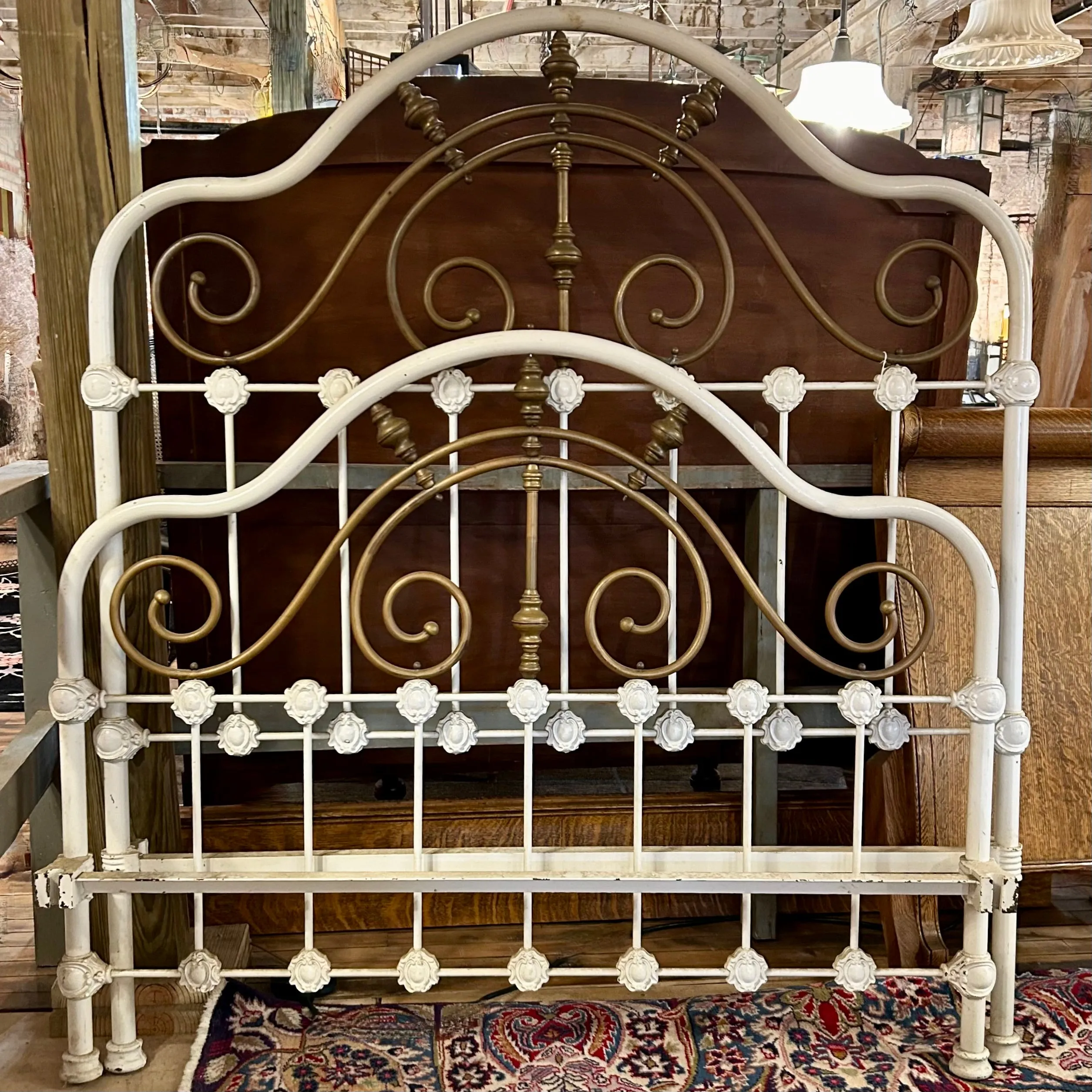 Vintage Iron and Brass Bed Frame, Full, Double Size