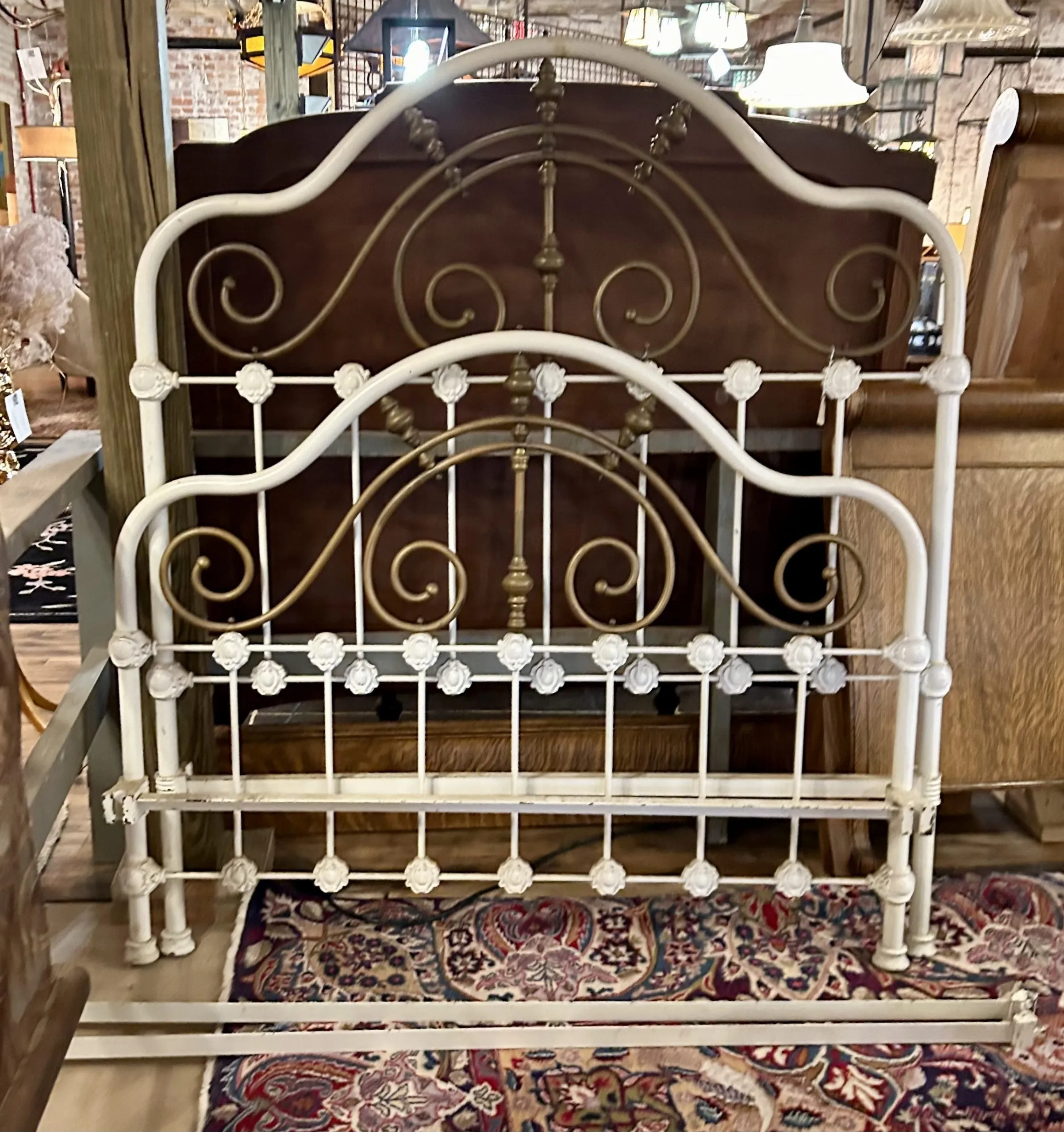 Vintage Iron and Brass Bed Frame, Full, Double Size