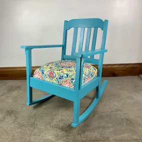 Vintage Rocking Chair, Restored, Aqua Blue, Petite