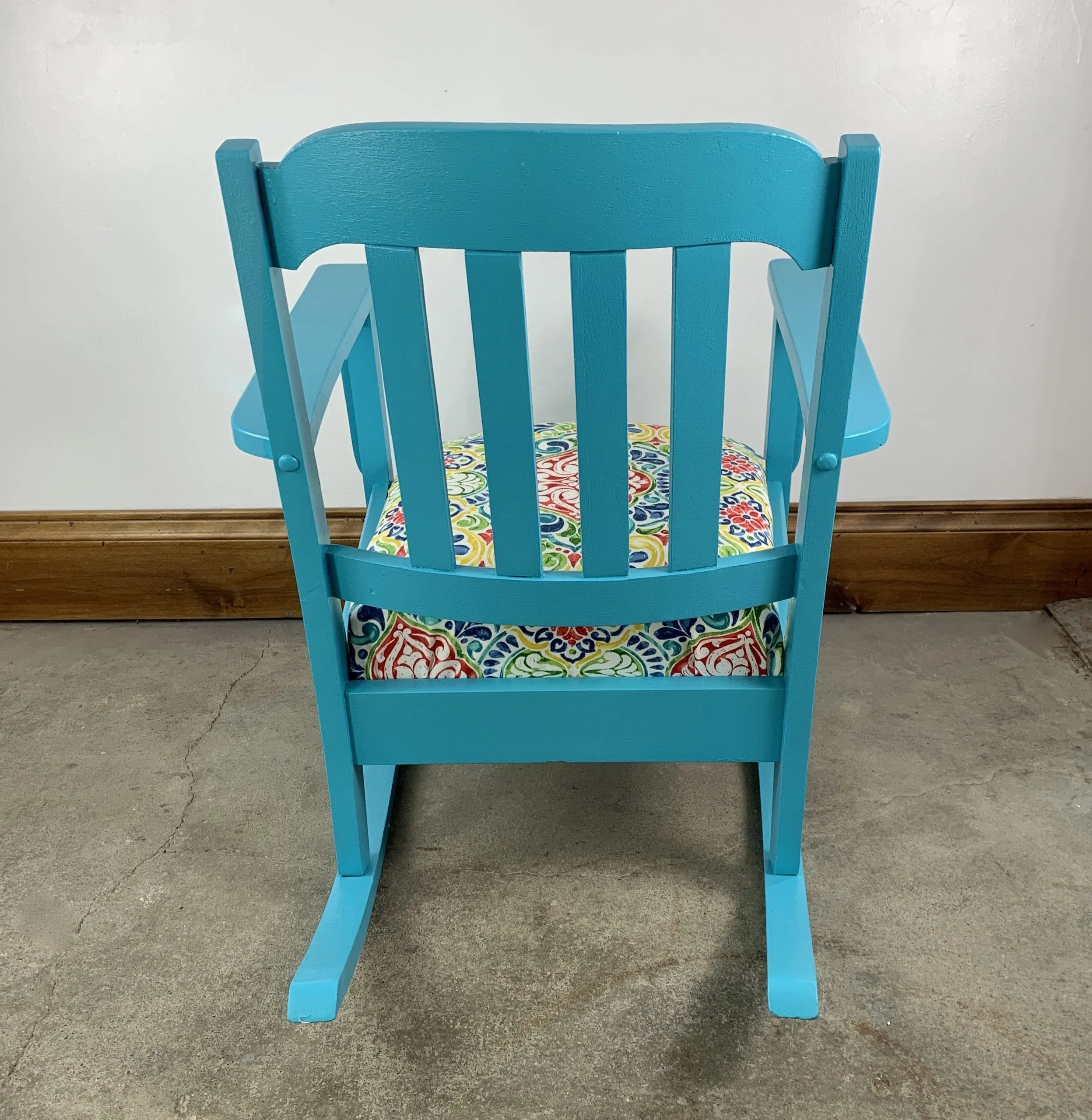 Vintage Rocking Chair, Restored, Aqua Blue, Petite