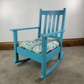 Vintage Rocking Chair, Restored, Oakwood, Aqua Blue