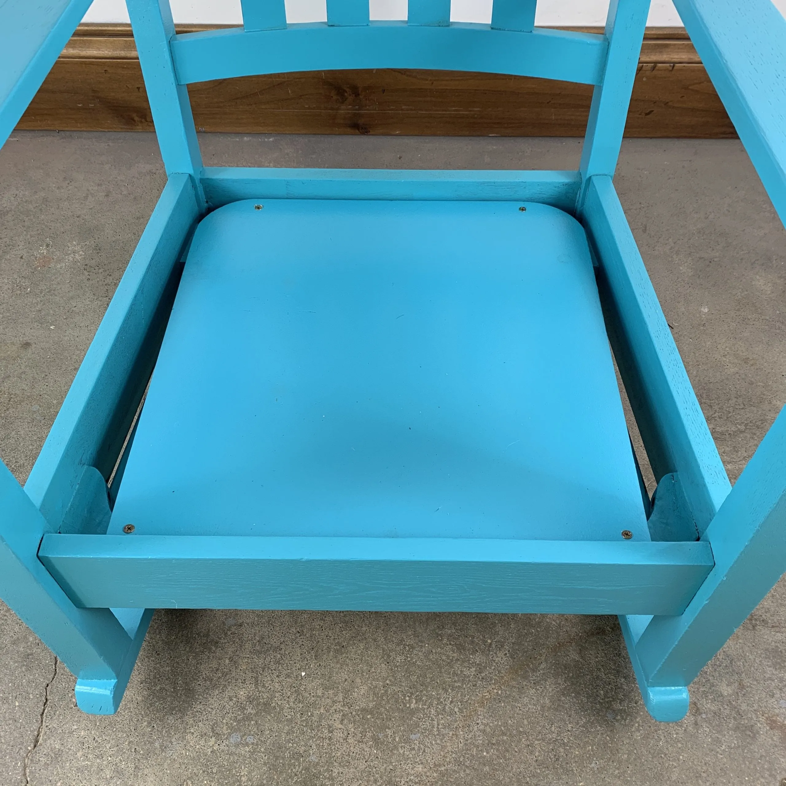 Vintage Rocking Chair, Restored, Oakwood, Aqua Blue
