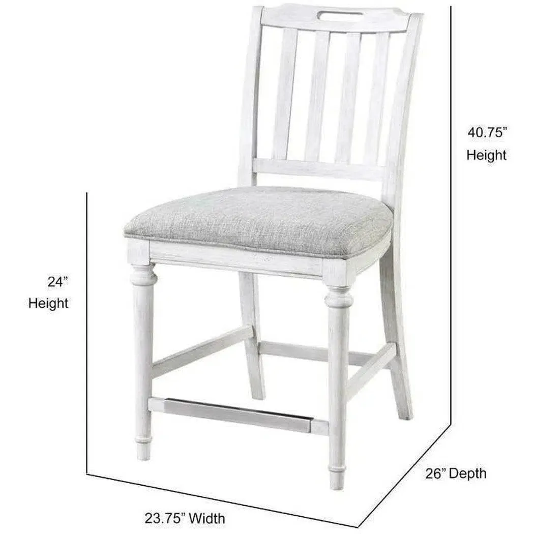 White Armless Counter Height Stool with Back