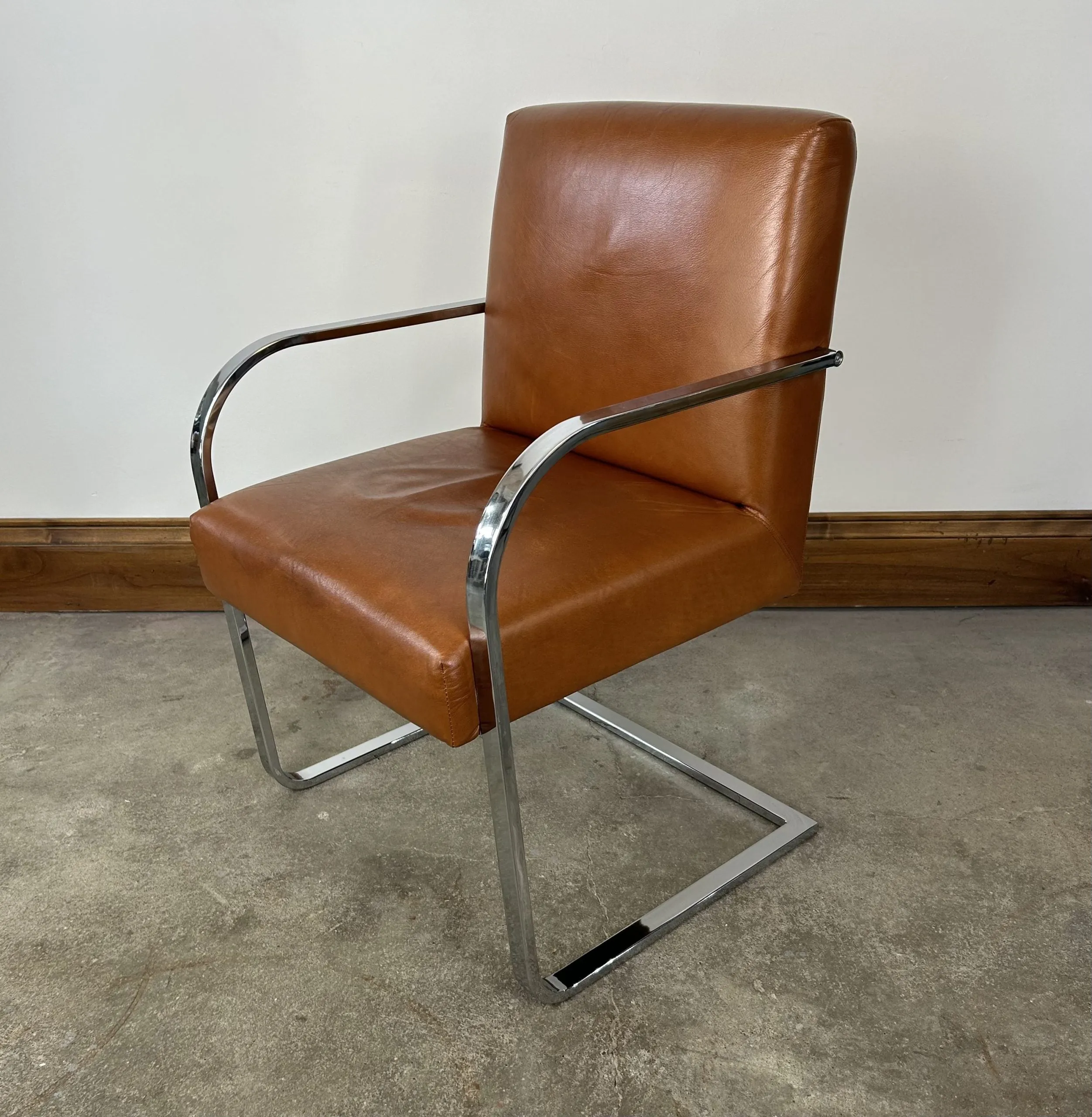 William Sonoma Leather Accent Chair, Office Chair, Nickel Frame