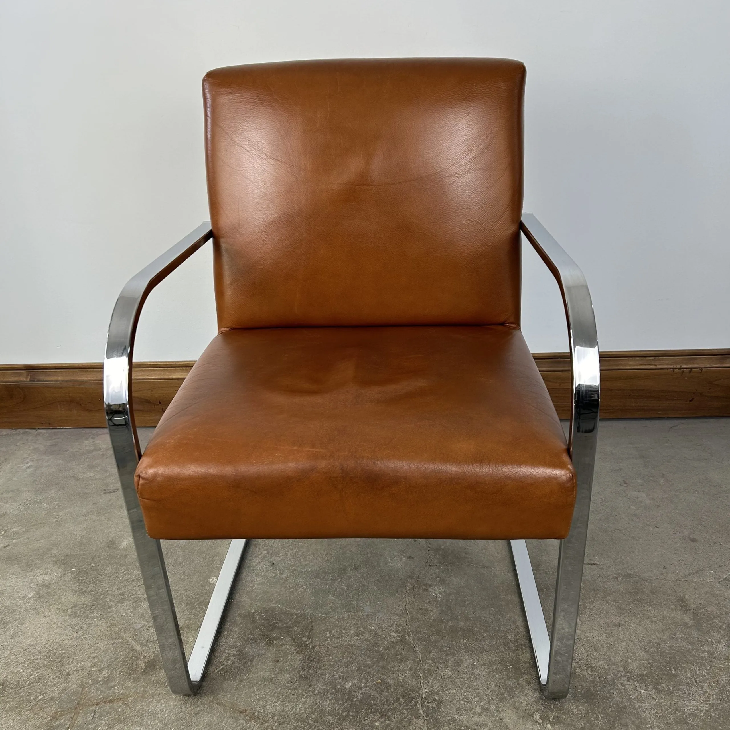 William Sonoma Leather Accent Chair, Office Chair, Nickel Frame