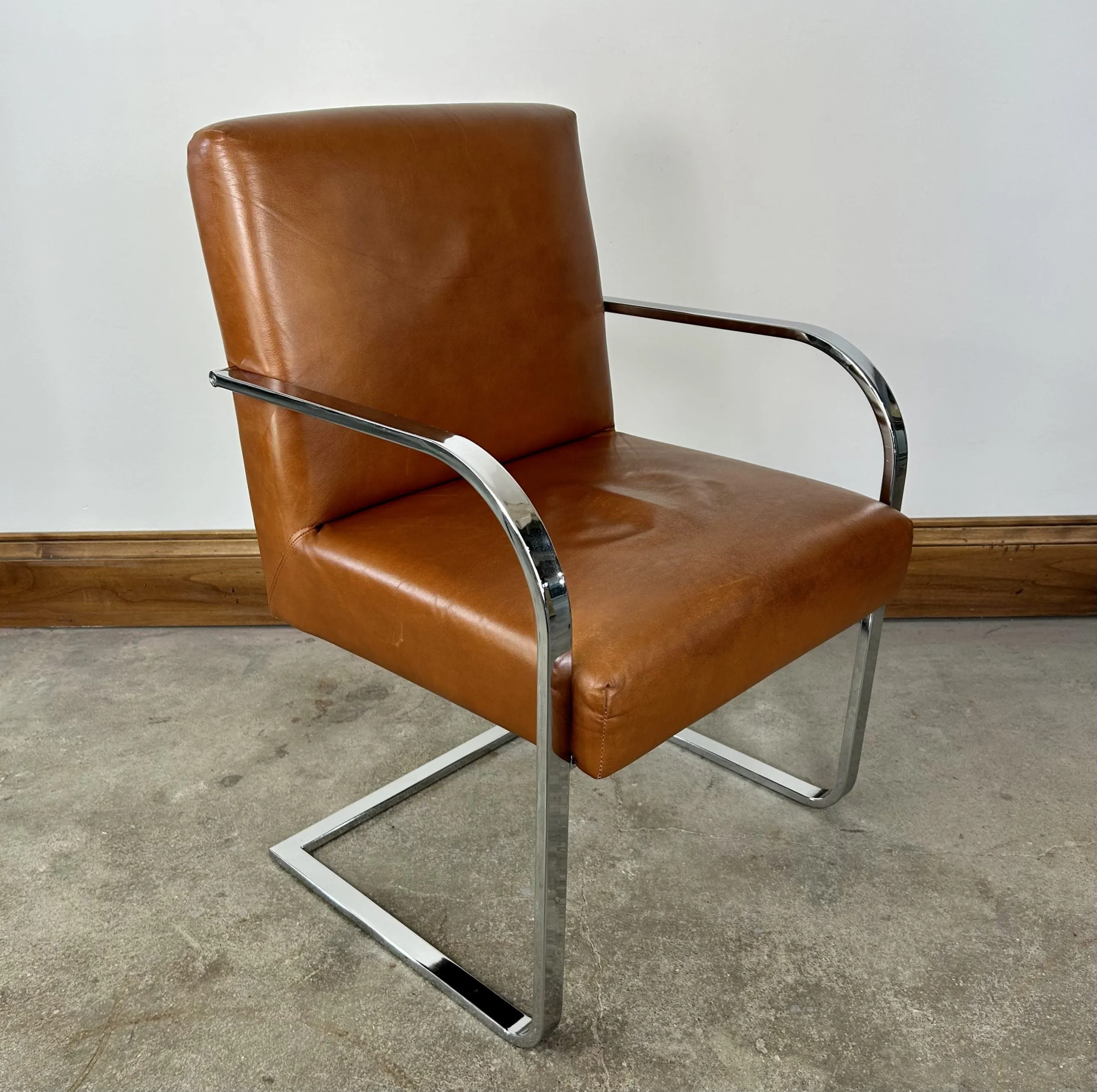 William Sonoma Leather Accent Chair, Office Chair, Nickel Frame
