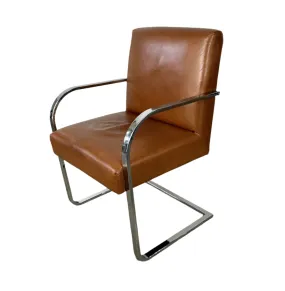 William Sonoma Leather Accent Chair, Office Chair, Nickel Frame