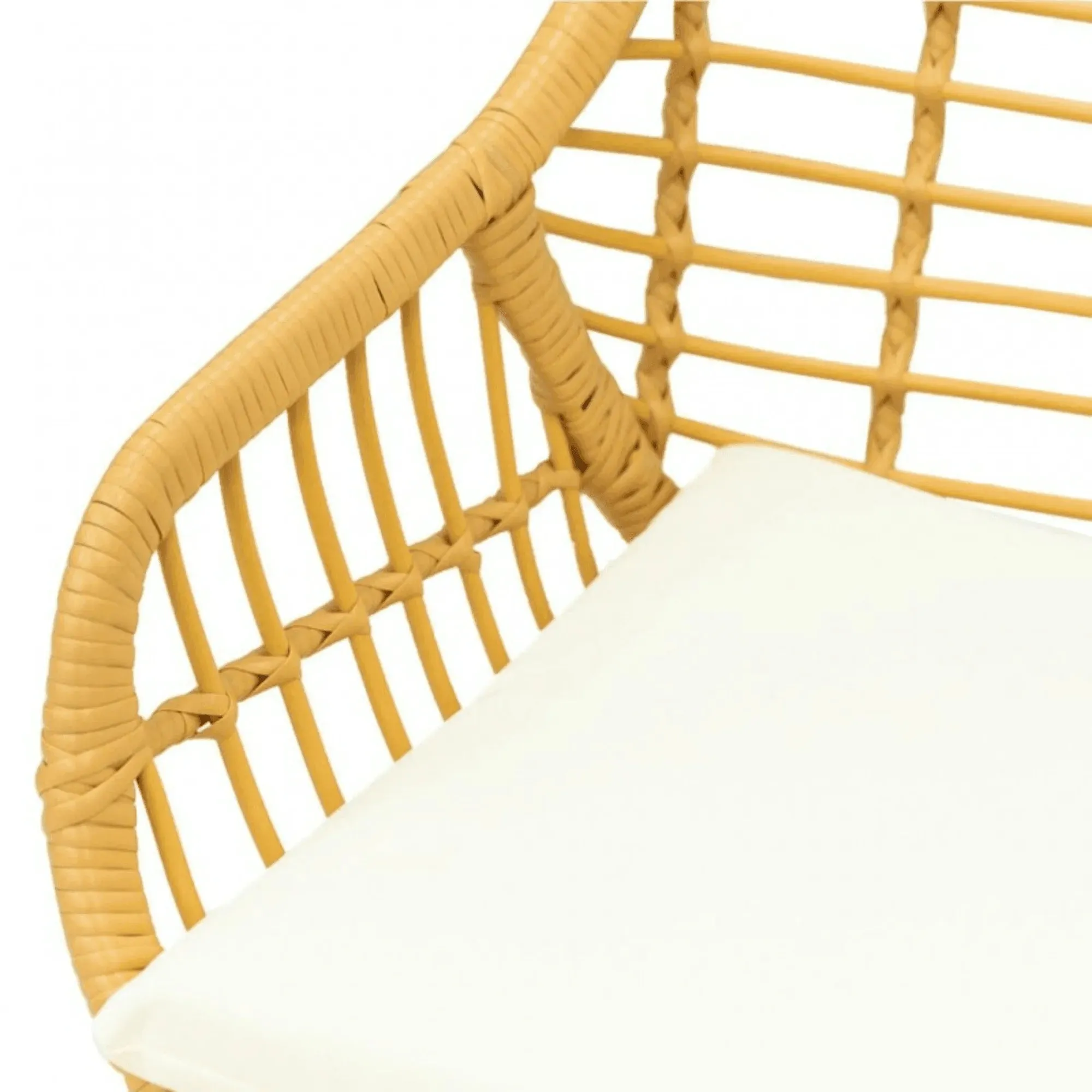 Wooden Twist Modern Bistro 6 Seater Rectangular Dining Table Set Elegant Garden Seating, Rattan & Steel, Outdoor Patio