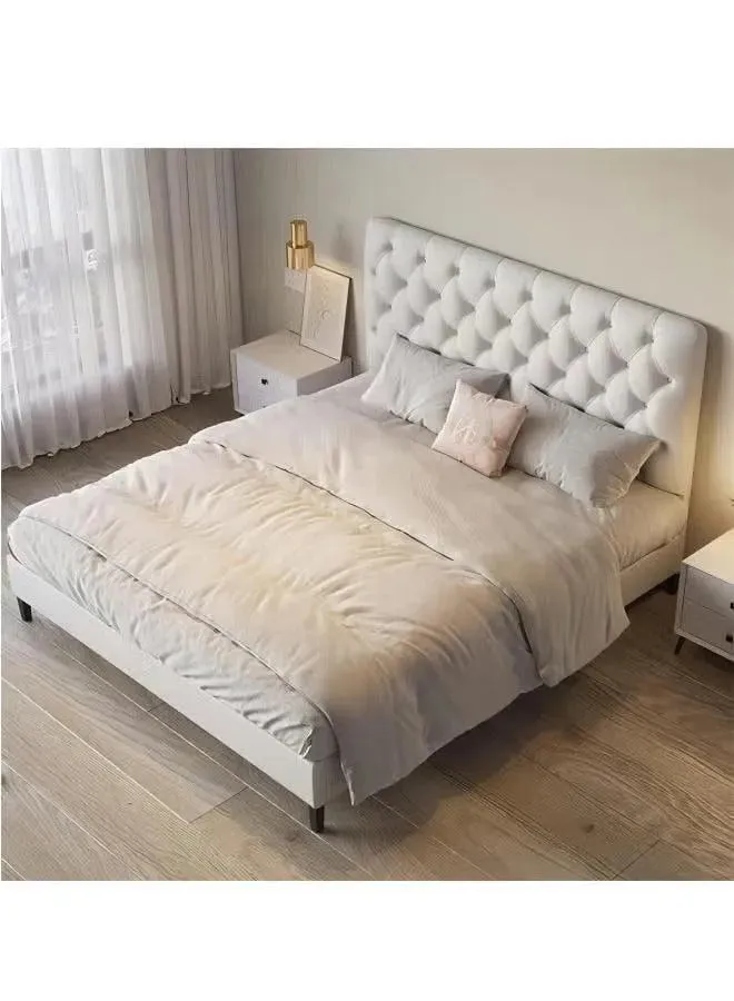 Wooden Twist Obvious Button Tufted Modernize Velvet Upholstery Bed for Luxury Bedroom