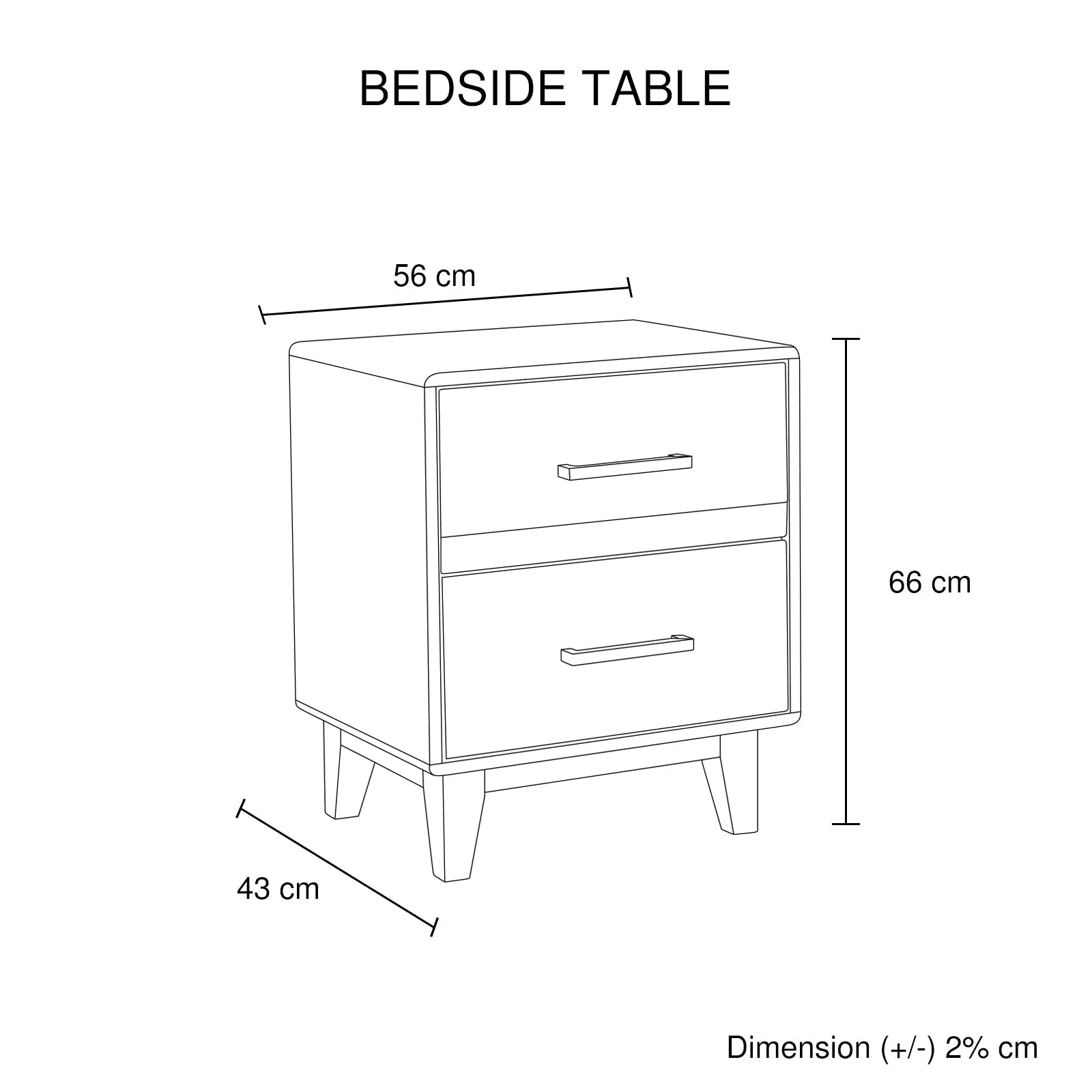 Woodland Bedside Table 2 Drawers Light Brown