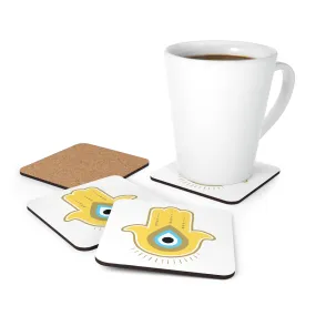 Yellow Hamsa Coaster Set