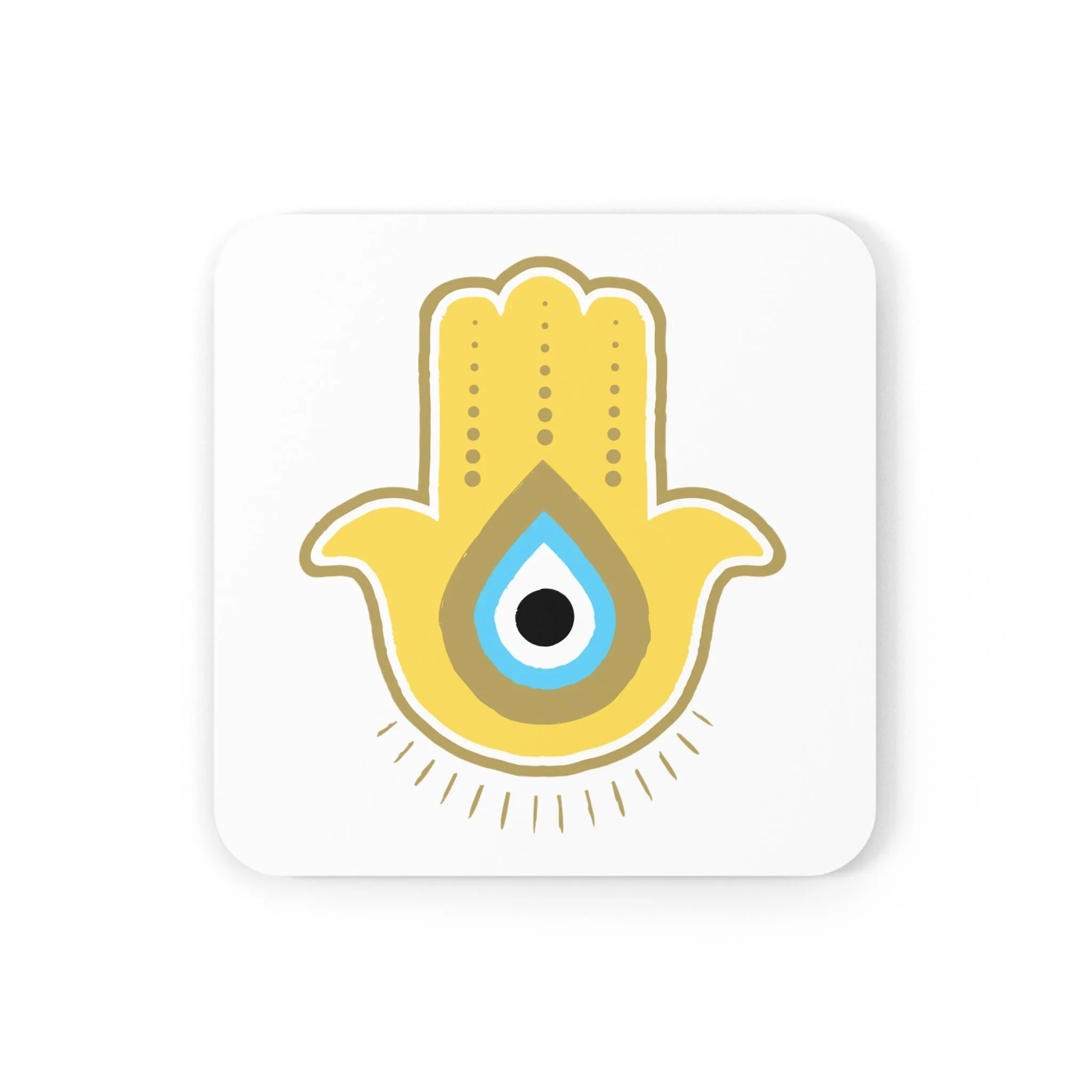 Yellow Hamsa Coaster Set