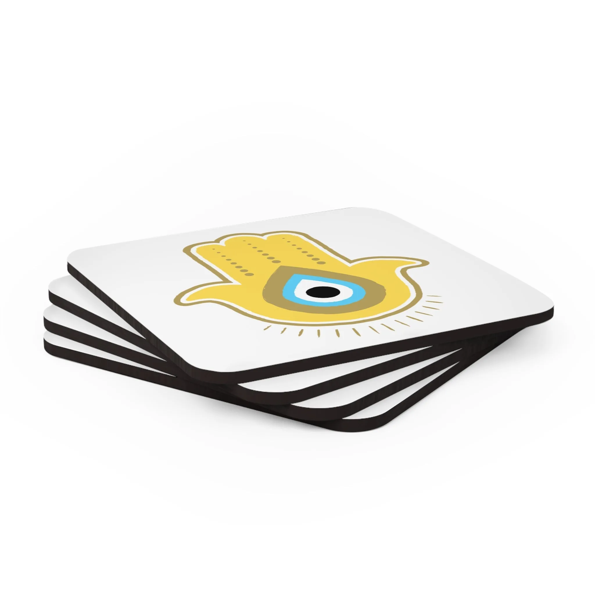 Yellow Hamsa Coaster Set