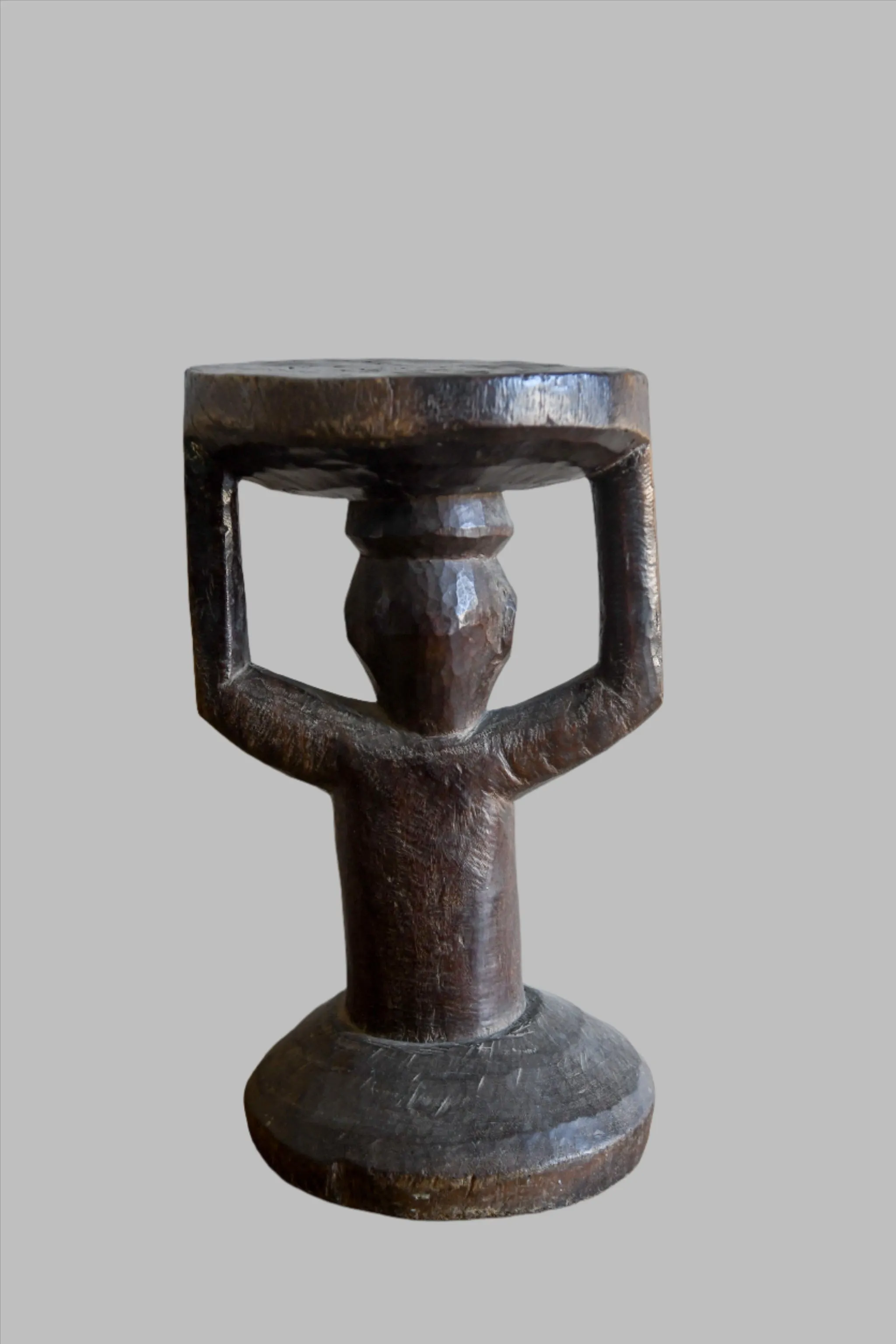 Yoruba Caryatid African Stool, Carved Wood Furniture