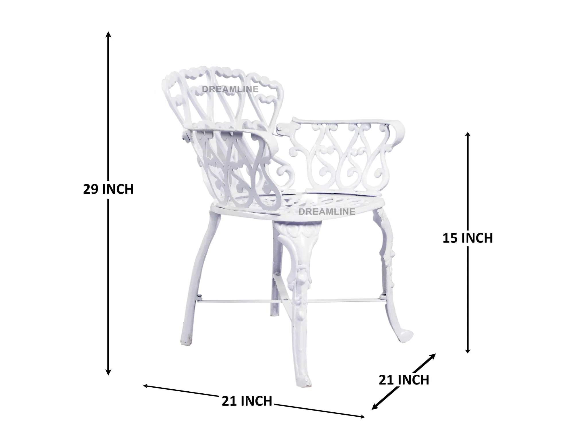 Zina Cast Aluminium Garden Patio Seating 3 Chair and 1 Table Set