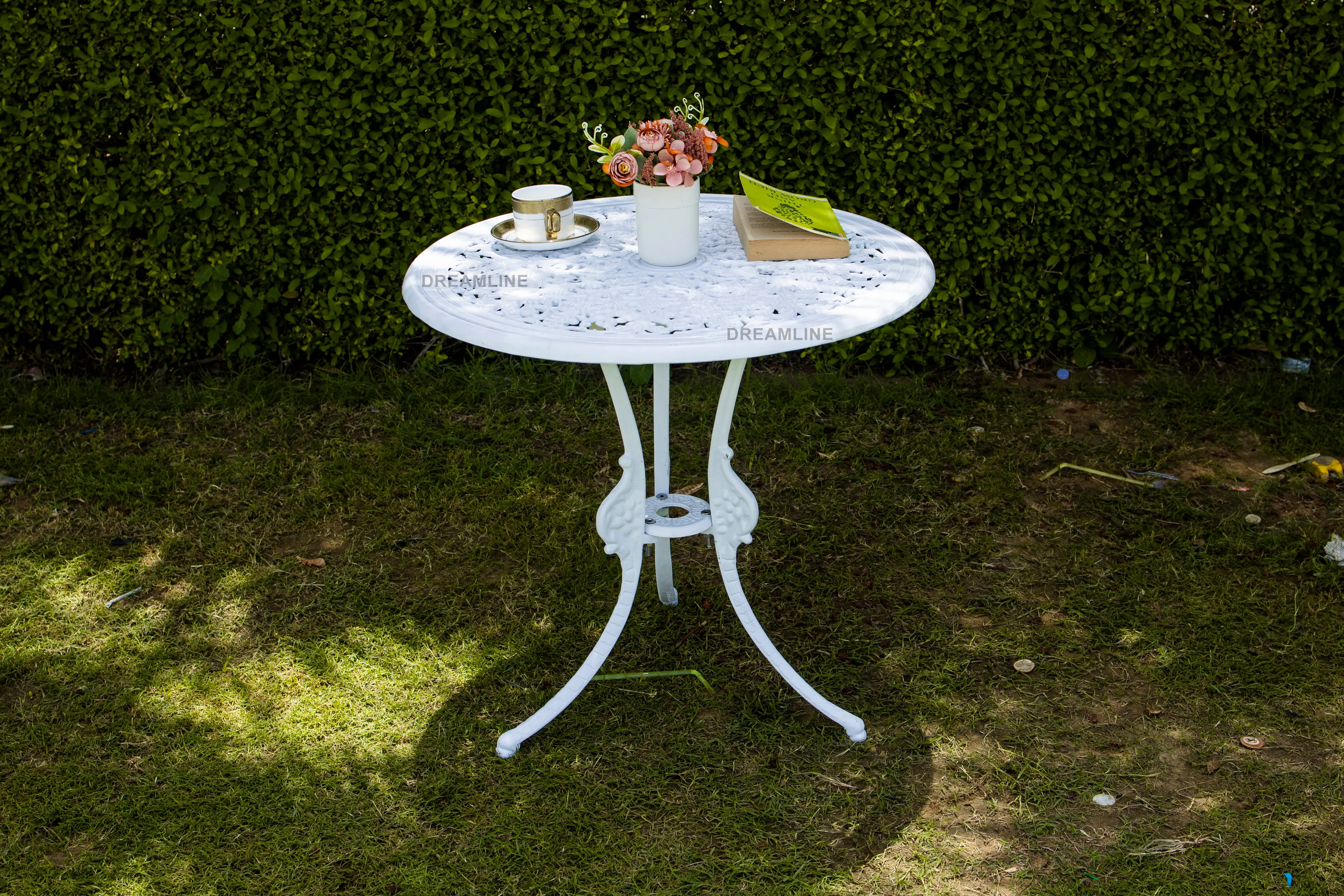 Zina Cast Aluminium Garden Patio Seating 3 Chair and 1 Table Set