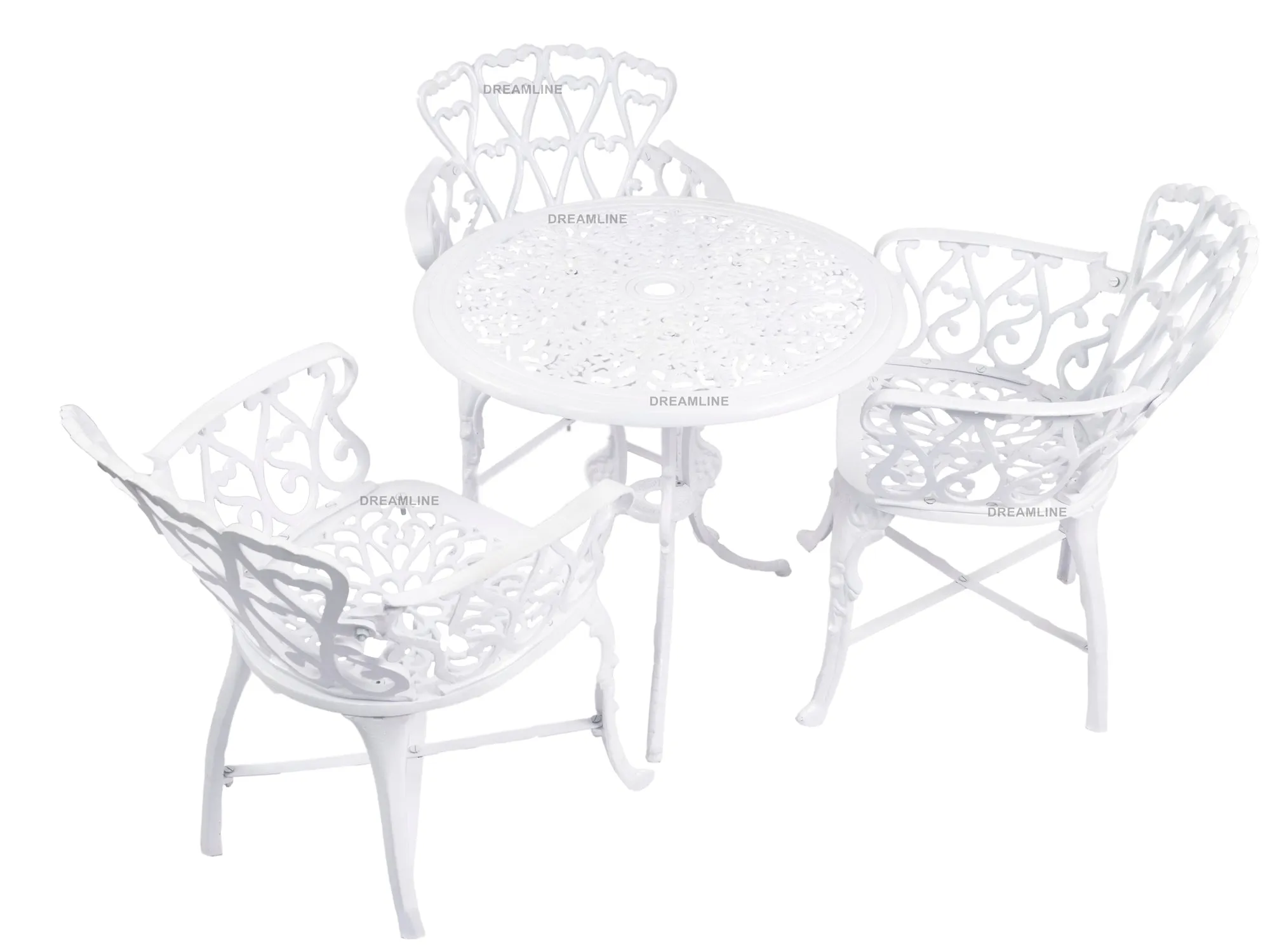 Zina Cast Aluminium Garden Patio Seating 3 Chair and 1 Table Set
